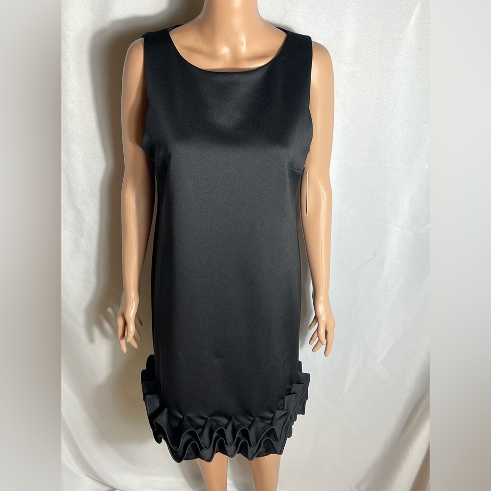 Shelby Nites Women’s Black Cocktail Sheath Dress Ruffle Hem Size 14 NWT